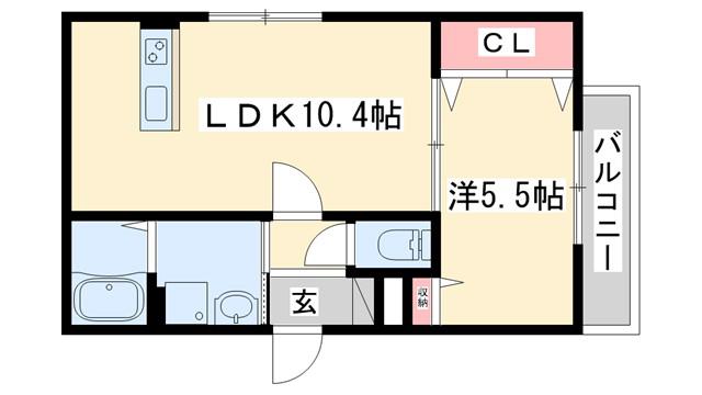 加古川市平岡町 アパート(1LDK/2階)の間取り写真