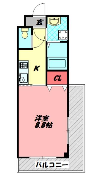 トゥールドゥール(1K/2階)の間取り写真