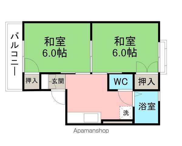 ハウスJJ(2DK/2階)の間取り写真