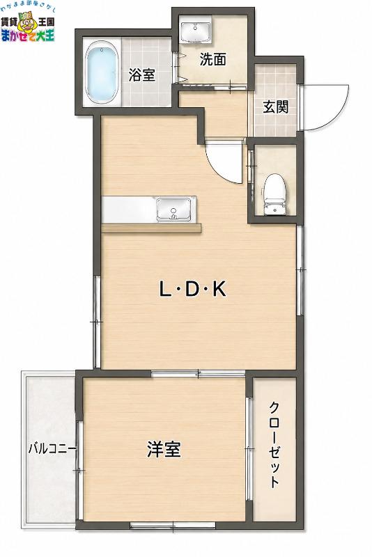 WITH LUX(1LDK/2階)の間取り写真