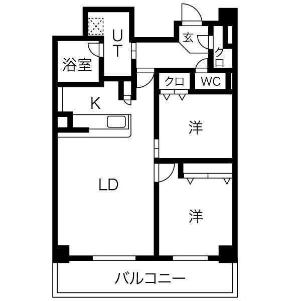 アーバンパーク日吉(2LDK/9階)の間取り写真