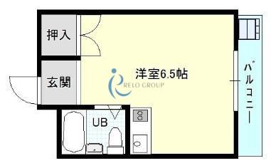 シャトー第2平野(ワンルーム/3階)の間取り写真