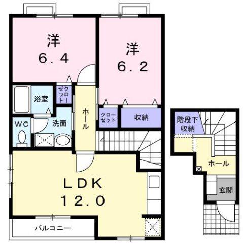 パークハイツ B(2LDK/2階)の間取り写真