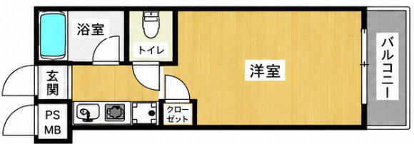 キャッスルマンション熊本大江(ワンルーム/2階)の間取り写真