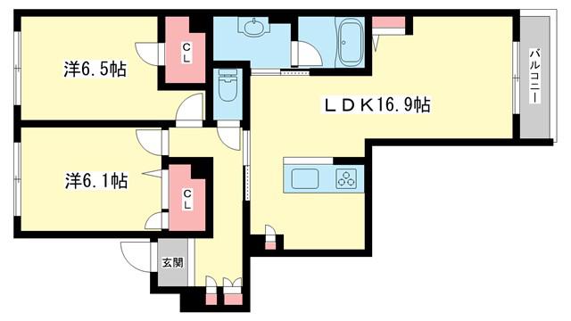 シャーメゾン オーク(2LDK/3階)の間取り写真