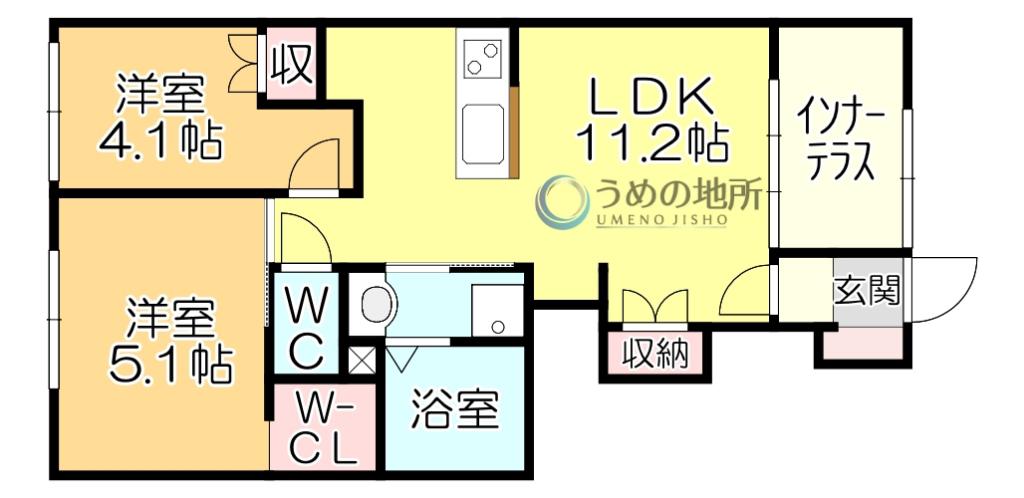 LIGHT SNOW(2LDK/1階)の間取り写真