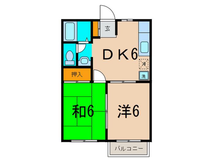 コーポ・セントヴァレイA(2DK/2階)の間取り写真