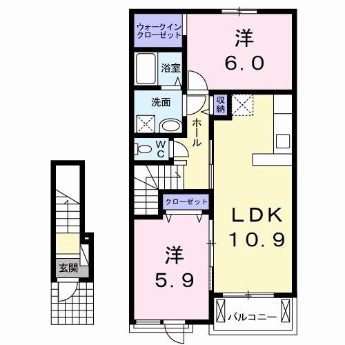 プランタン14(2LDK/2階)の間取り写真