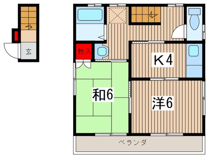 タケダハイツ(2K/2階)の間取り写真