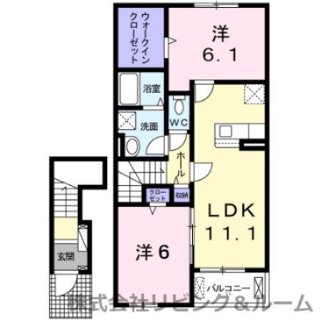 グランドソレイユD(2LDK/2階)の間取り写真