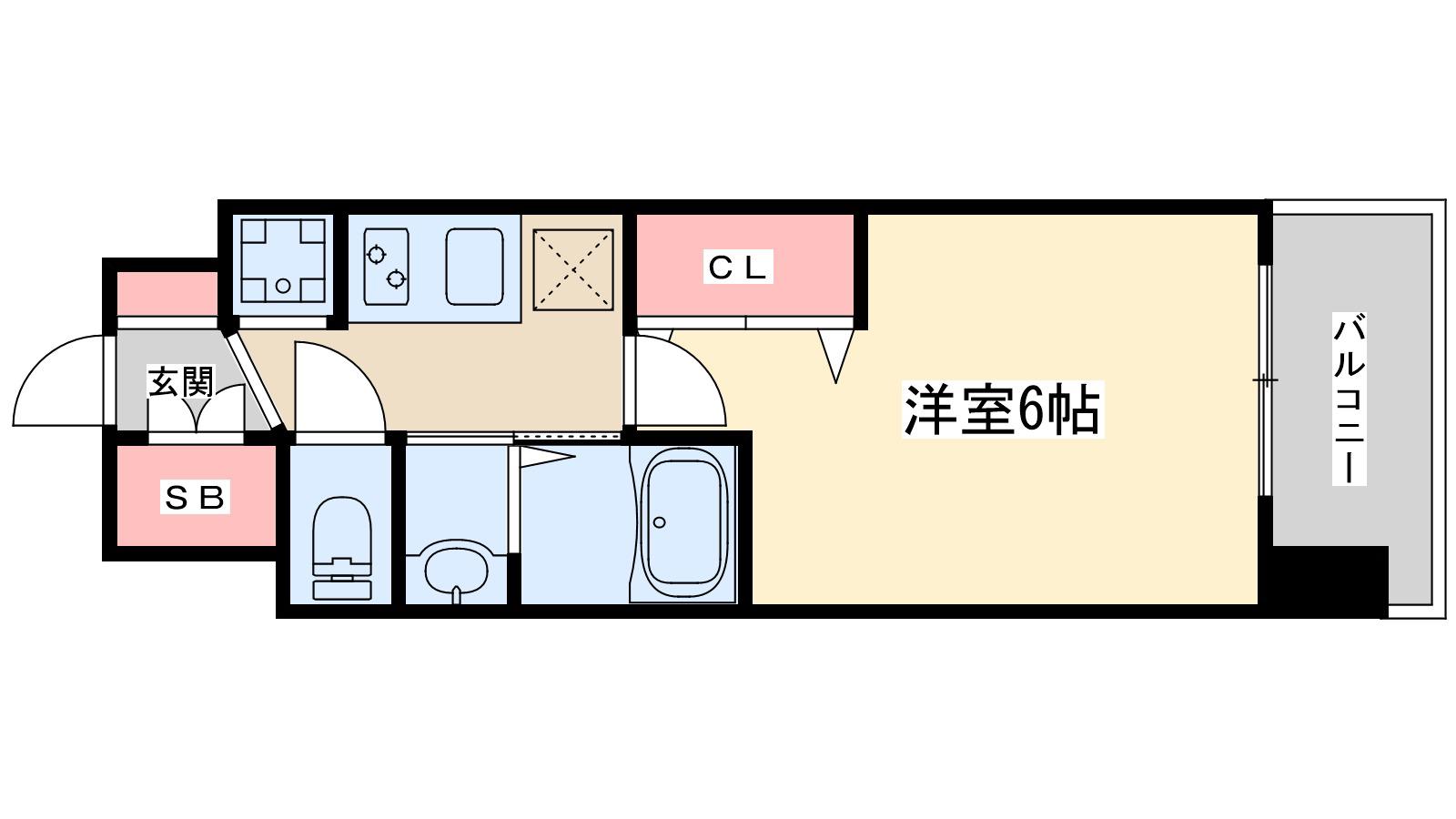ラグゼ東三国ウエスト(1K/4階)の間取り写真