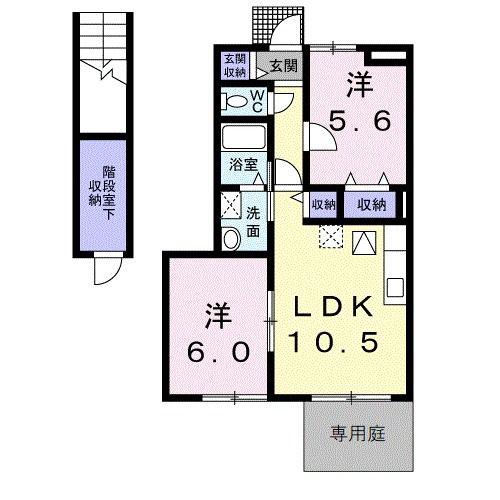 サンライズ弐番館(2LDK/1階)の間取り写真