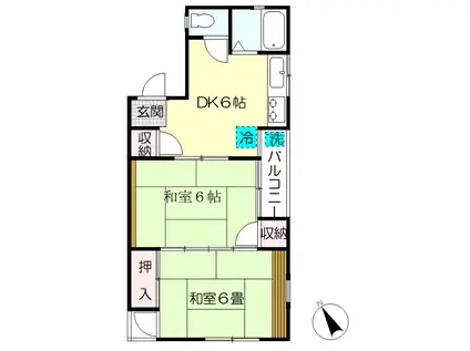 マローハイツ(2DK/2階)の間取り写真