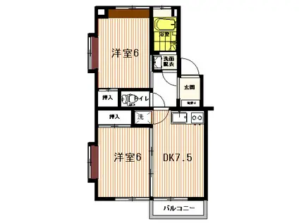 栄マンション(2DK/2階)の間取り写真