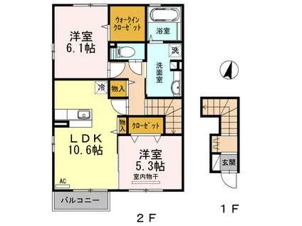 クローバーハウス B201(2LDK/2階)の間取り写真