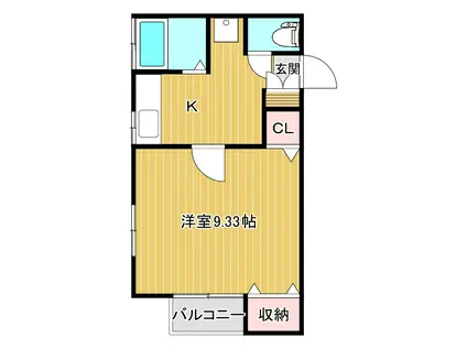 コーポルピナス(1K/1階)の間取り写真
