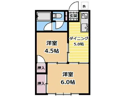 田中ハイツ(2K/2階)の間取り写真