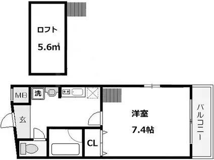 グリーンコート三国(1K/7階)の間取り写真