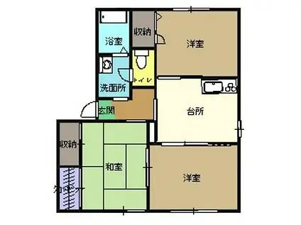 ラフィネ錦野D(3DK/2階)の間取り写真