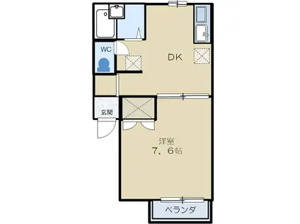 サテライトハウス(1DK/1階)の間取り写真