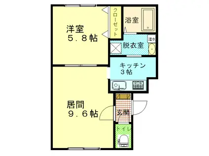 リバティみわポート(1LDK/3階)の間取り写真