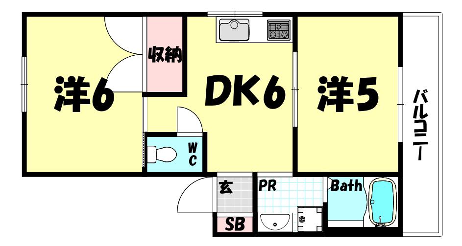 俊成マンション(2DK/3階)の間取り写真