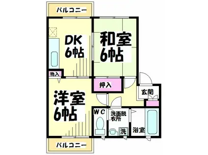 ベラカーサ白糸台(2DK/1階)の間取り写真
