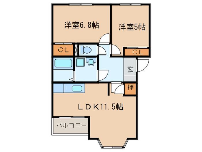 サンコート本郷(2LDK/2階)の間取り写真