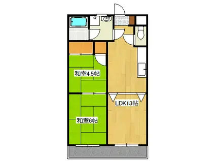 メゾン加藤(2LDK/3階)の間取り写真