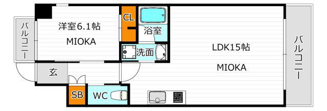 プレジオ帝塚山(1LDK/7階)の間取り写真