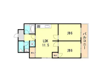 グレイスハイツ新神戸(2LDK/5階)の間取り写真