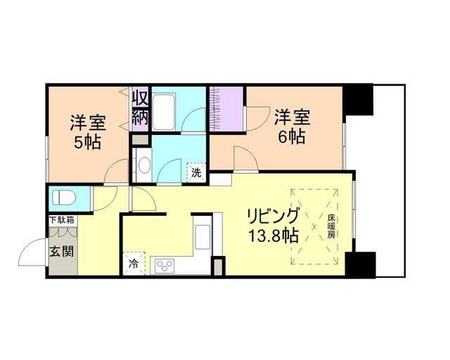 ユニ・アルス吹上プレジオ502号(2LDK/5階)の間取り写真