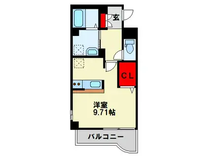 ボニート到津(1K/3階)の間取り写真