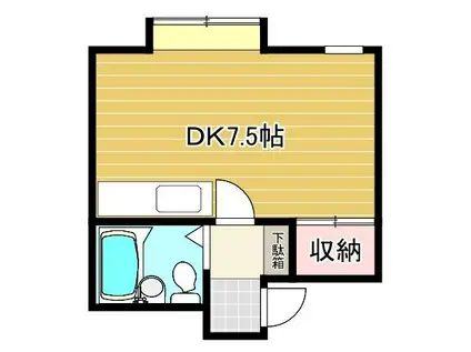 コーポ南浜(1DK/1階)の間取り写真