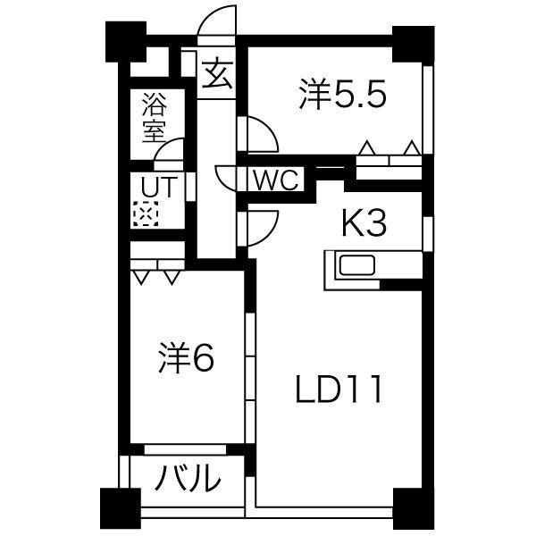 ノヴァシャトン(2LDK/7階)の間取り写真