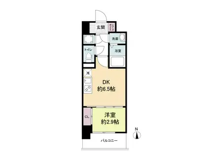 アドバンス難波ラシュレ(1LDK/6階)の間取り写真