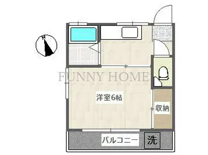 メゾンもり(1K/2階)の間取り写真