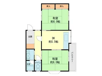 ブルーロード(2DK/2階)の間取り写真