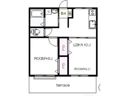 第2明星ハイツ(1LDK/1階)の間取り写真
