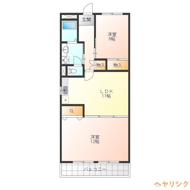 サンピア堀込(2LDK/2階)の間取り写真