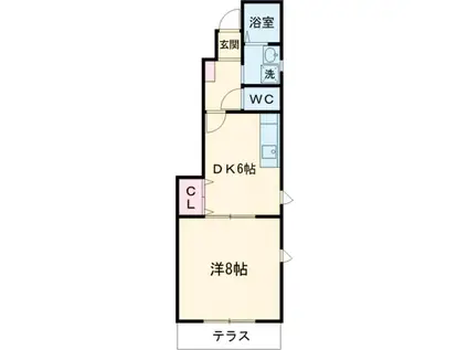 SHARONB棟(1DK/1階)の間取り写真