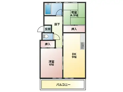 柏原農住団地S棟(2DK/2階)の間取り写真