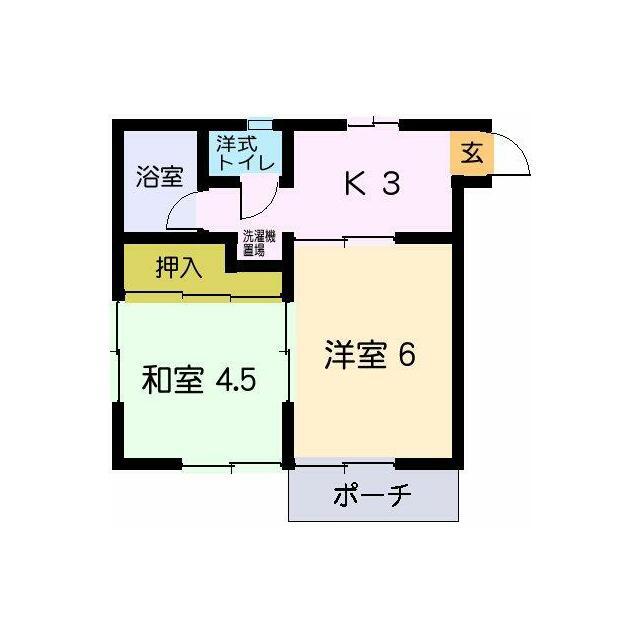 寿ハイツ(2K/1階)の間取り写真