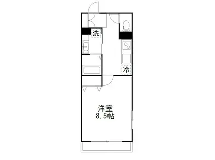 ティーズハイツ緑が丘(1K/2階)の間取り写真