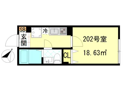 シーエフジオーレ川崎アネックス(1K/2階)の間取り写真