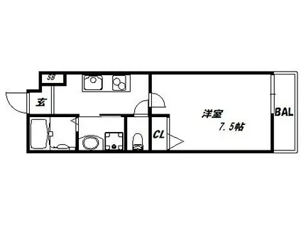 AILE岡場II(1K/2階)の間取り写真