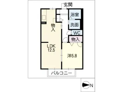 ウインドベル(1LDK/2階)の間取り写真