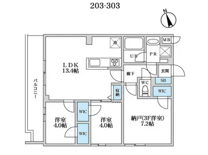 SーRESIDENCE富士見ヶ丘AFFORD(3LDK/3階)の間取り写真