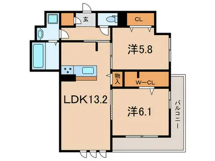 メゾン・ド・プティエル今津(2LDK/2階)の間取り写真