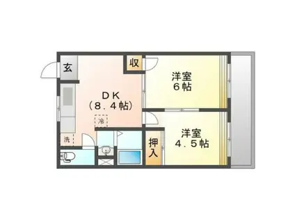 石原キャッスルハイツ(2DK/1階)の間取り写真